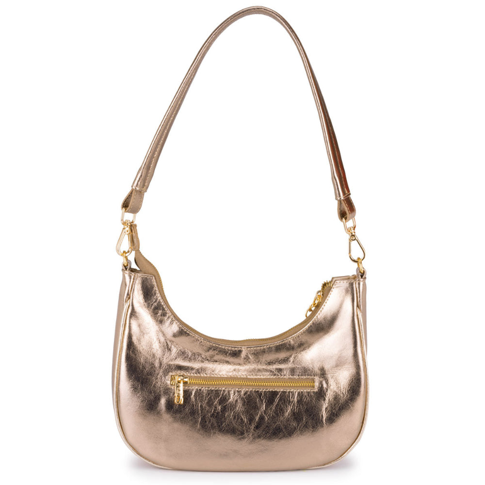 Bolsa Baguete Média Couro Ouro Velho Lorena