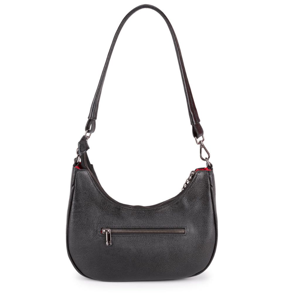 Bolsa Baguete Média Couro Preta Lorena