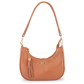 Bolsa Baguete Média Couro Caramelo Lorena