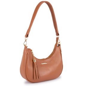 Bolsa Baguete Média Couro Caramelo Lorena