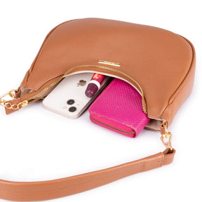 Bolsa Baguete Média Couro Caramelo Lorena