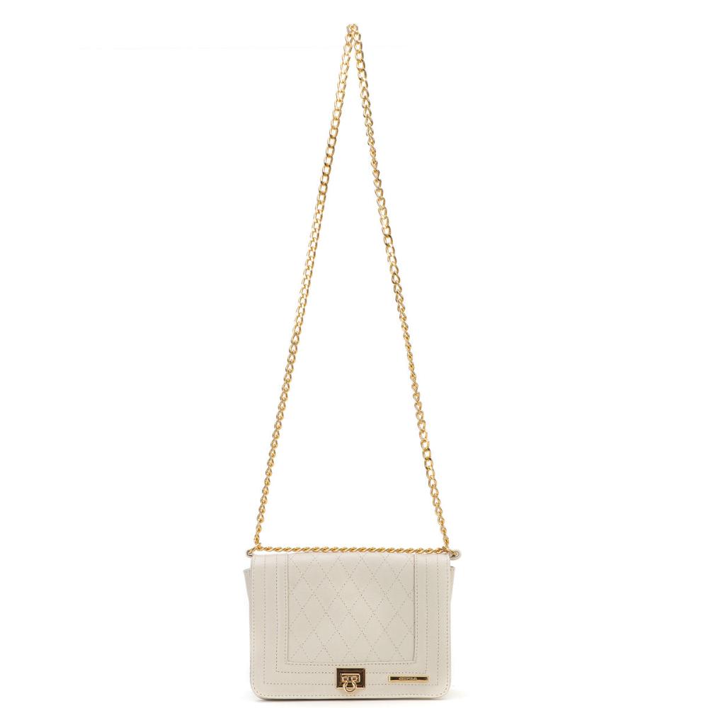 Bolsa Clutch Pequena Couro Branca Lua
