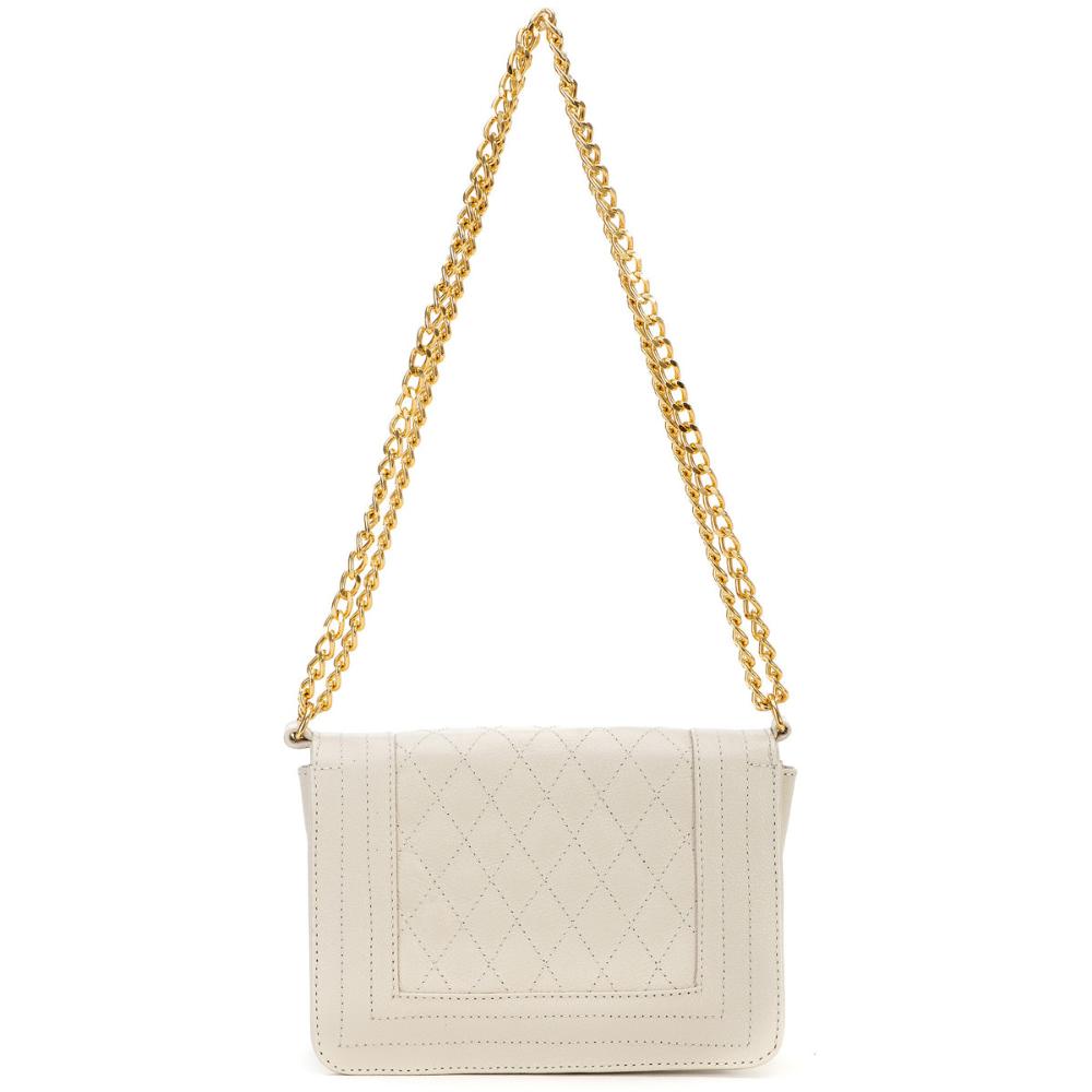 Bolsa Clutch Pequena Couro Branca Lua