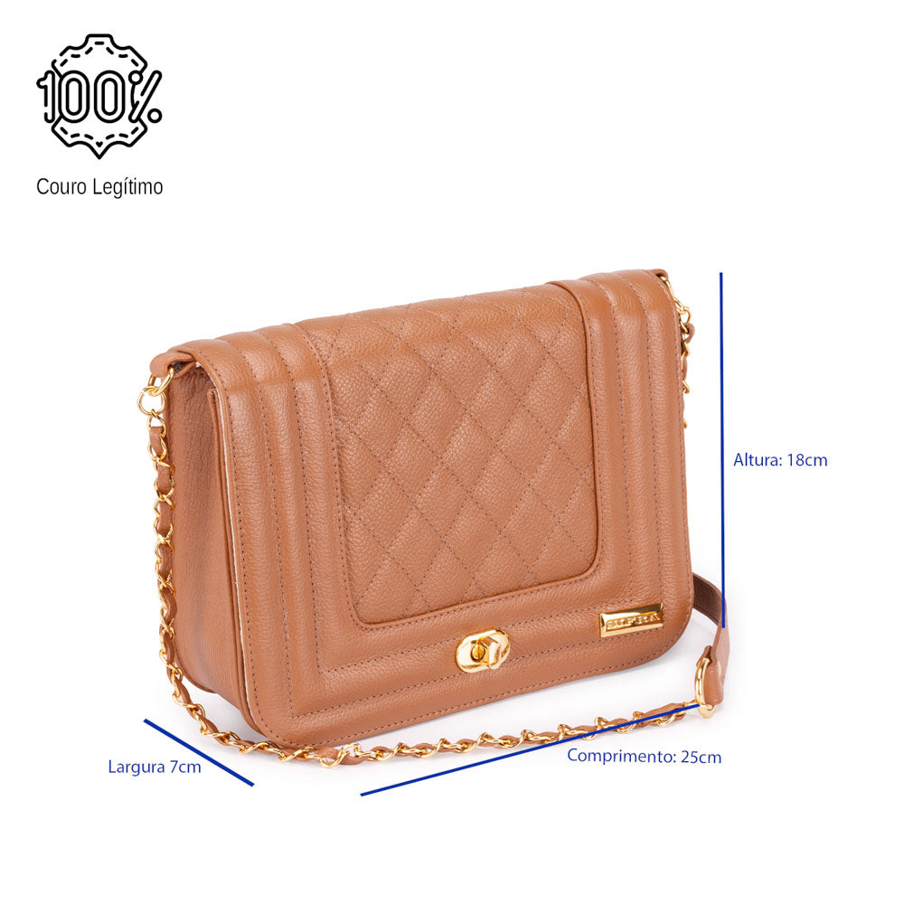 Bolsa Clutch Pequena Couro Caramelo Classic Alice