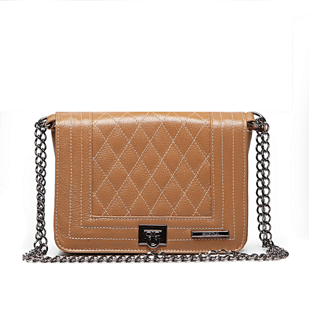 Bolsa Clutch Pequena Couro Caramelo Onix Lua