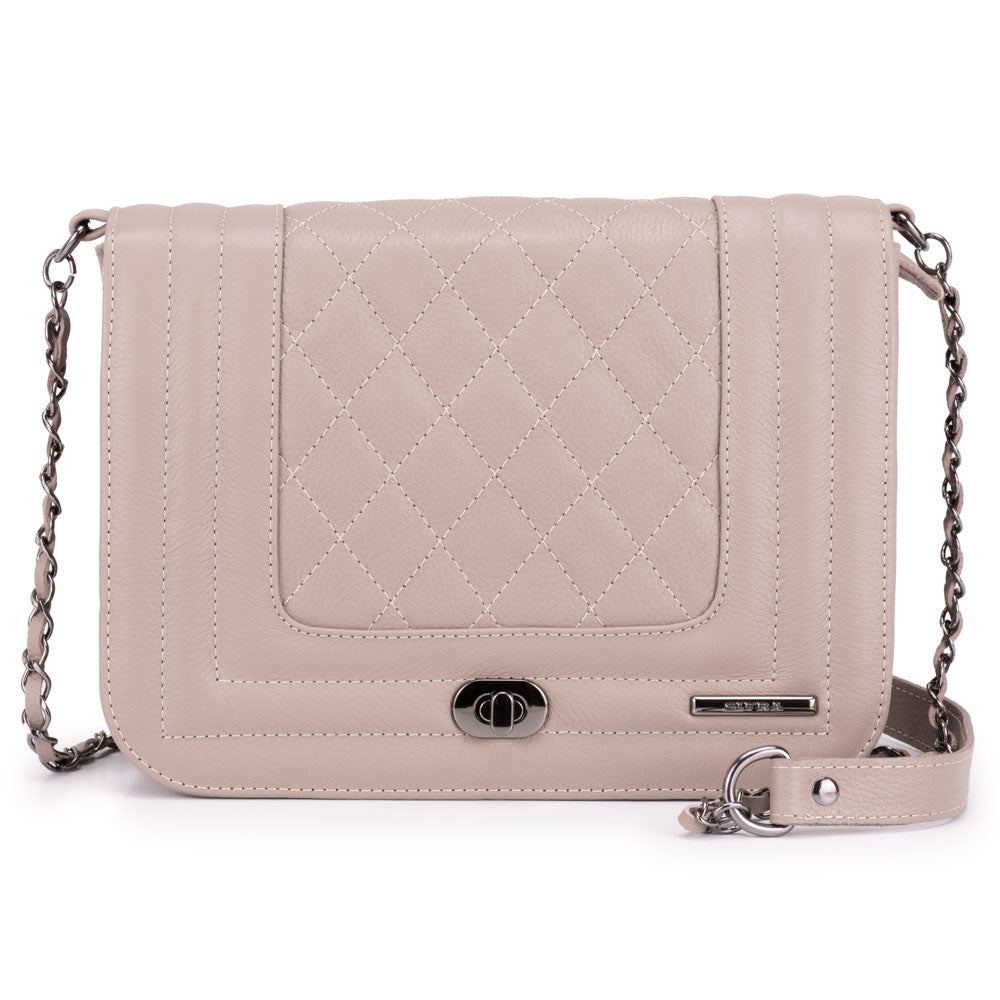 Bolsa Clutch Pequena Couro Cinza Classic Alice
