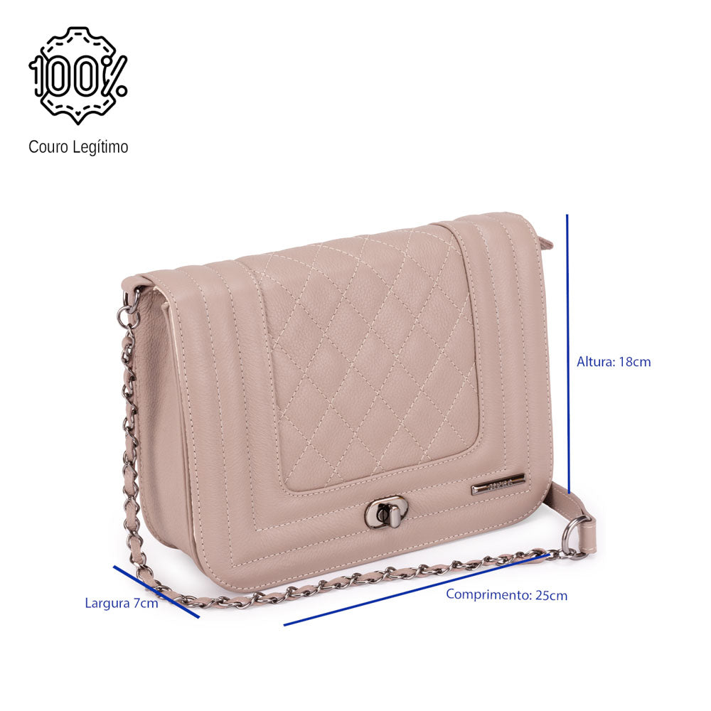 Bolsa Clutch Pequena Couro Cinza Classic Alice