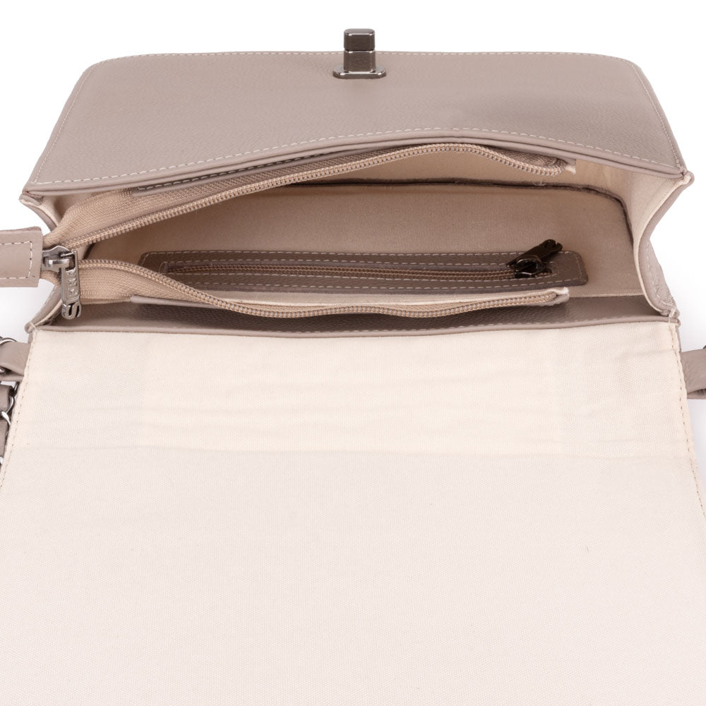 Bolsa Clutch Pequena Couro Cinza Classic Alice
