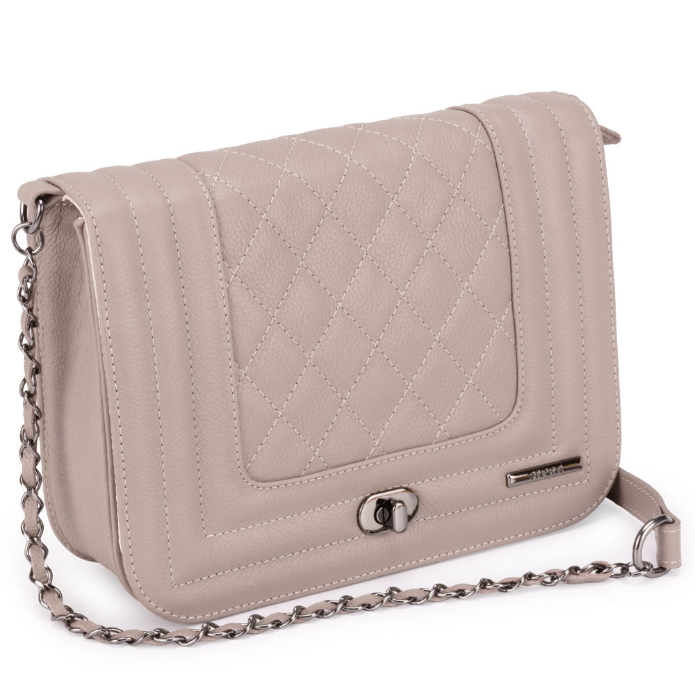 Bolsa Clutch Pequena Couro Cinza Classic Alice
