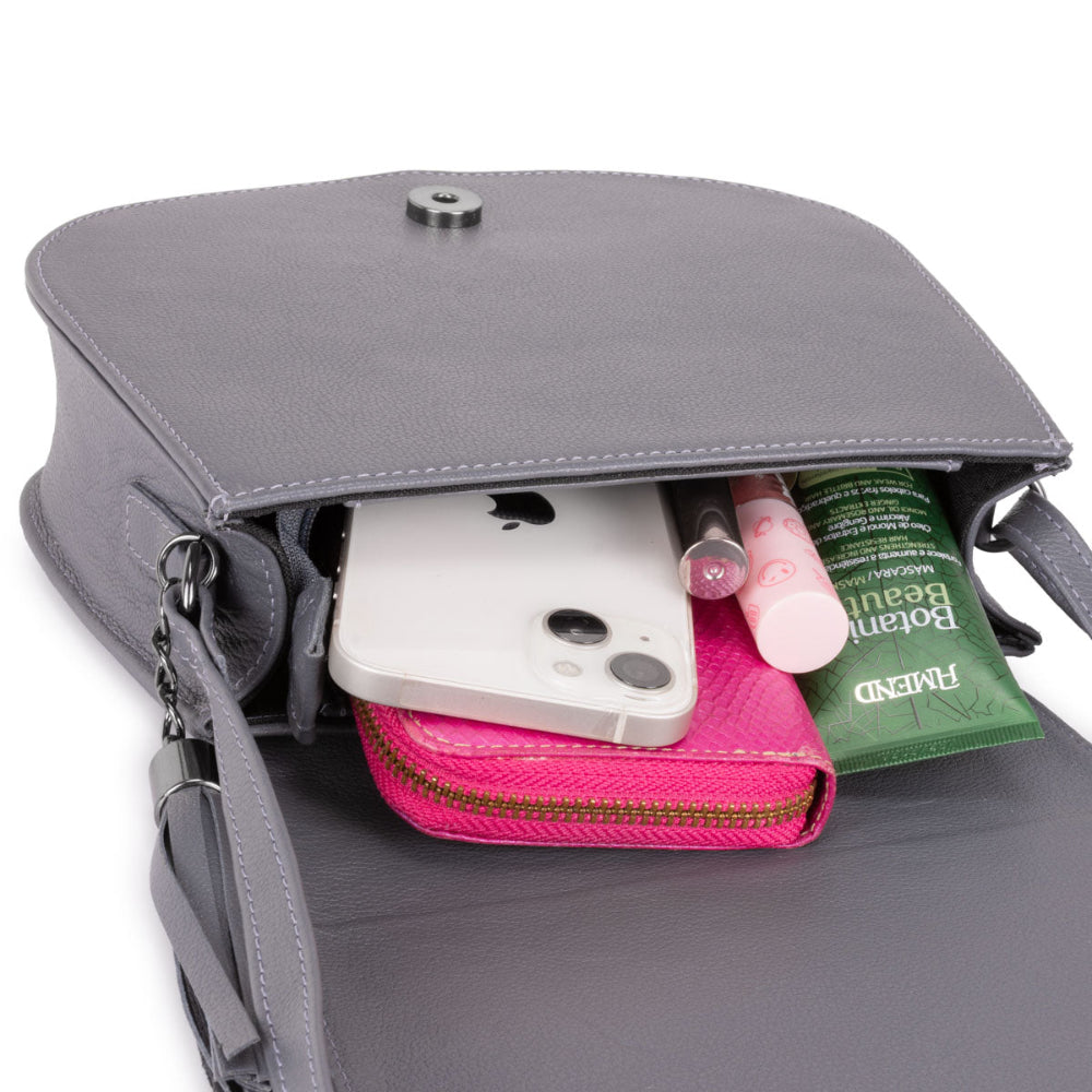 Bolsa Clutch Pequena Couro Grafite Bia