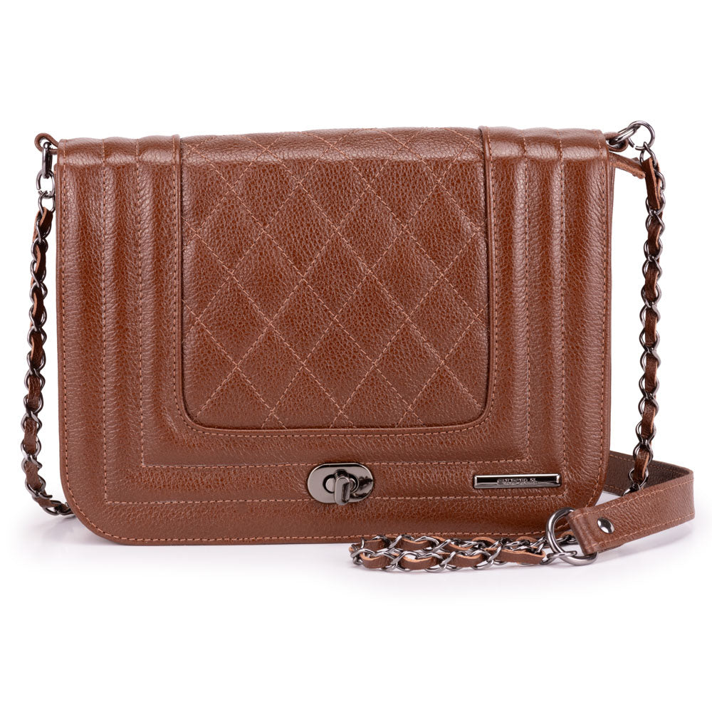 Bolsa Clutch Pequena Couro Marrom Classic Alice