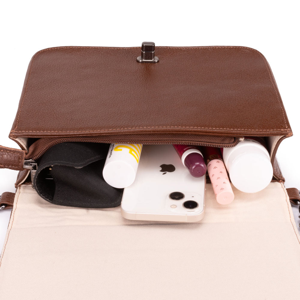 Bolsa Clutch Pequena Couro Marrom Classic Alice