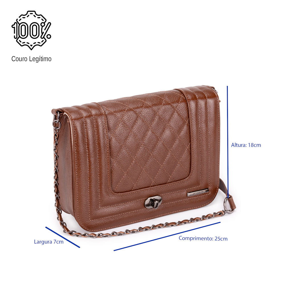 Bolsa Clutch Pequena Couro Marrom Classic Alice