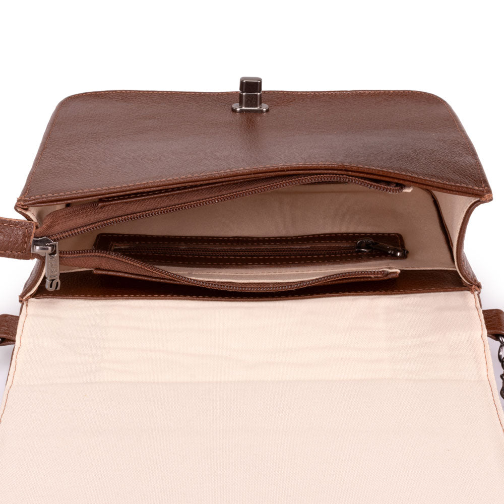 Bolsa Clutch Pequena Couro Marrom Classic Alice