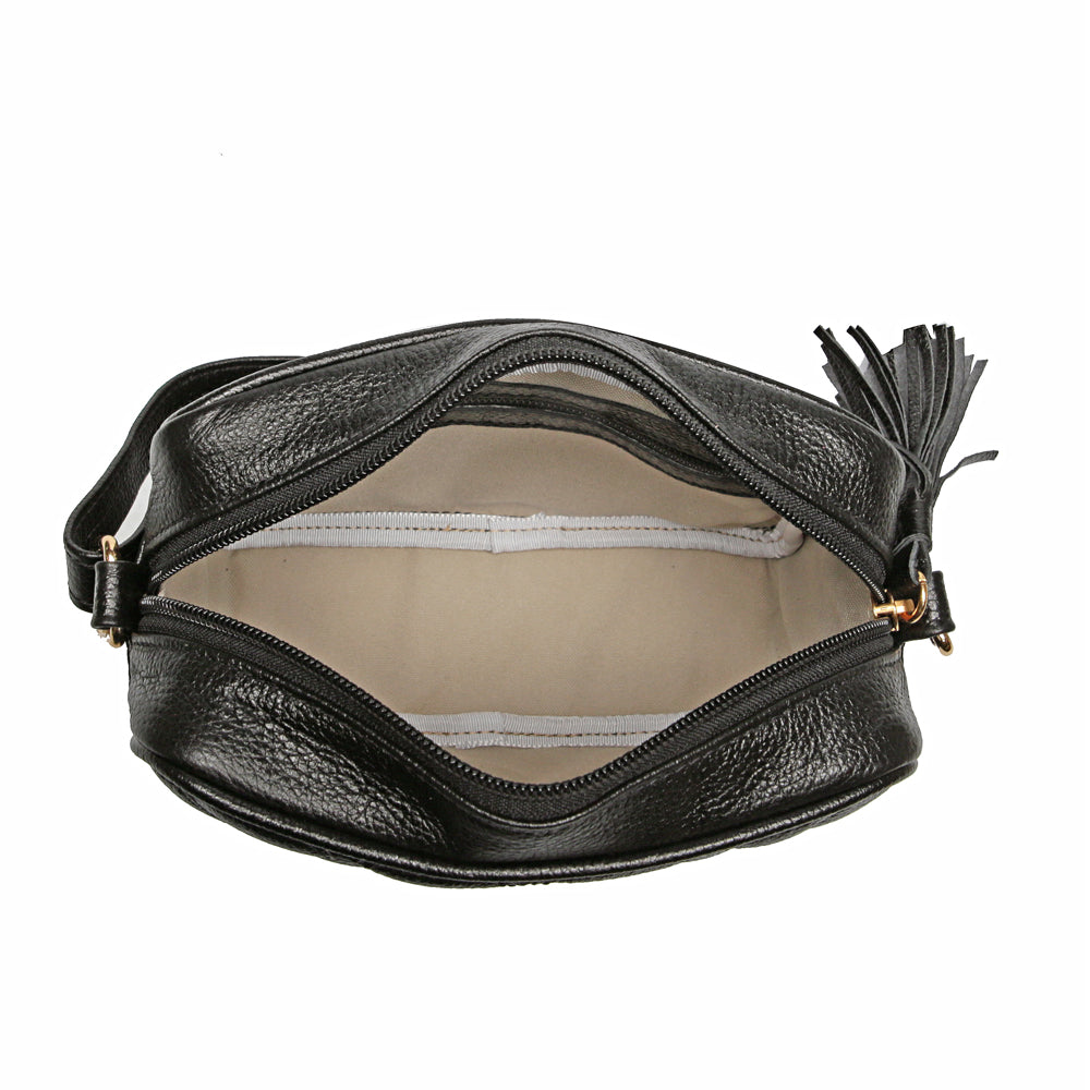 Bolsa Clutch Pequena Couro Preta Ouro Isís