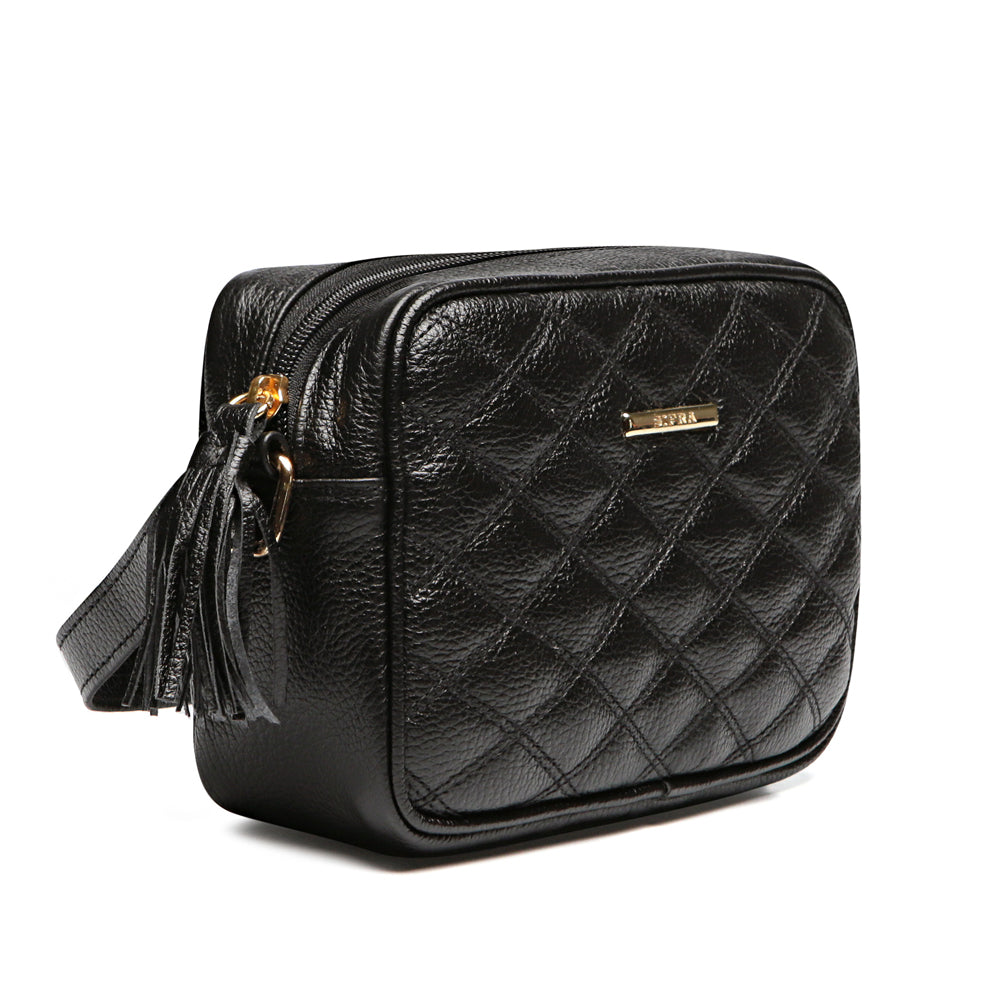 Bolsa Clutch Pequena Couro Preta Ouro Isís