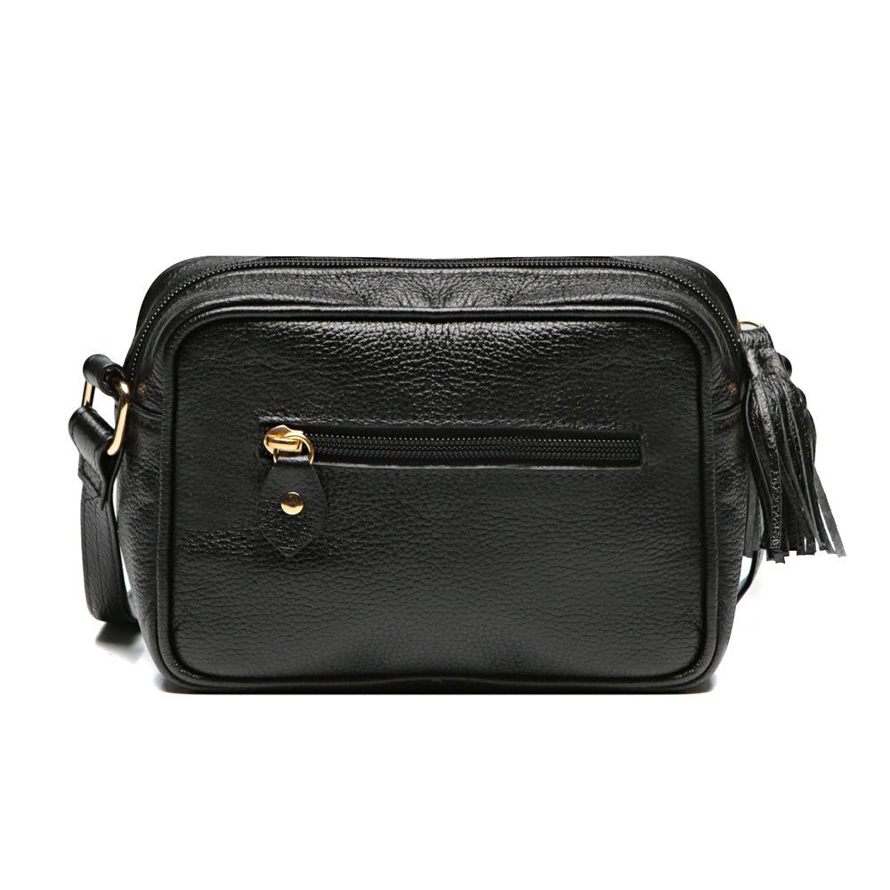 Bolsa Clutch Pequena Couro Preta Ouro Isís