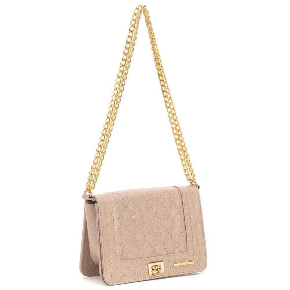 Bolsa Clutch Pequena Couro Rosé Lua