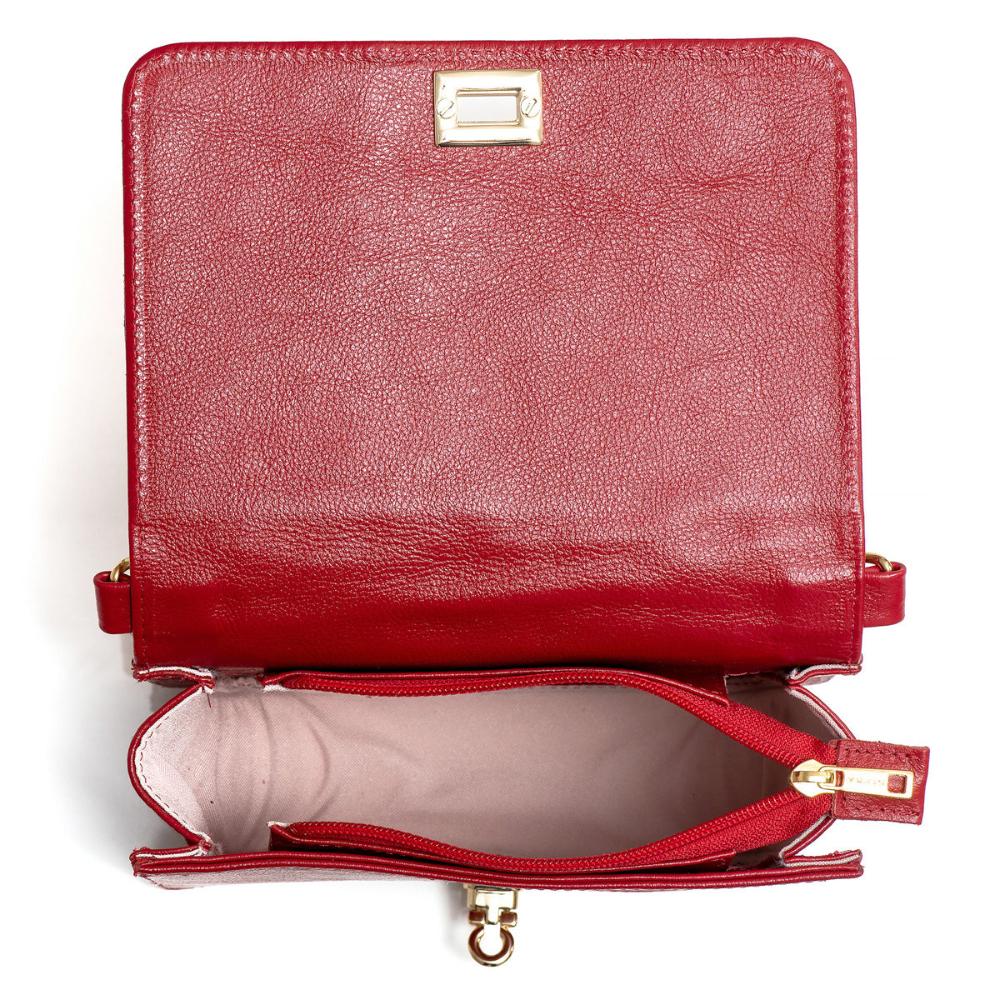 Bolsa Clutch Pequena Couro Vermelho Lua