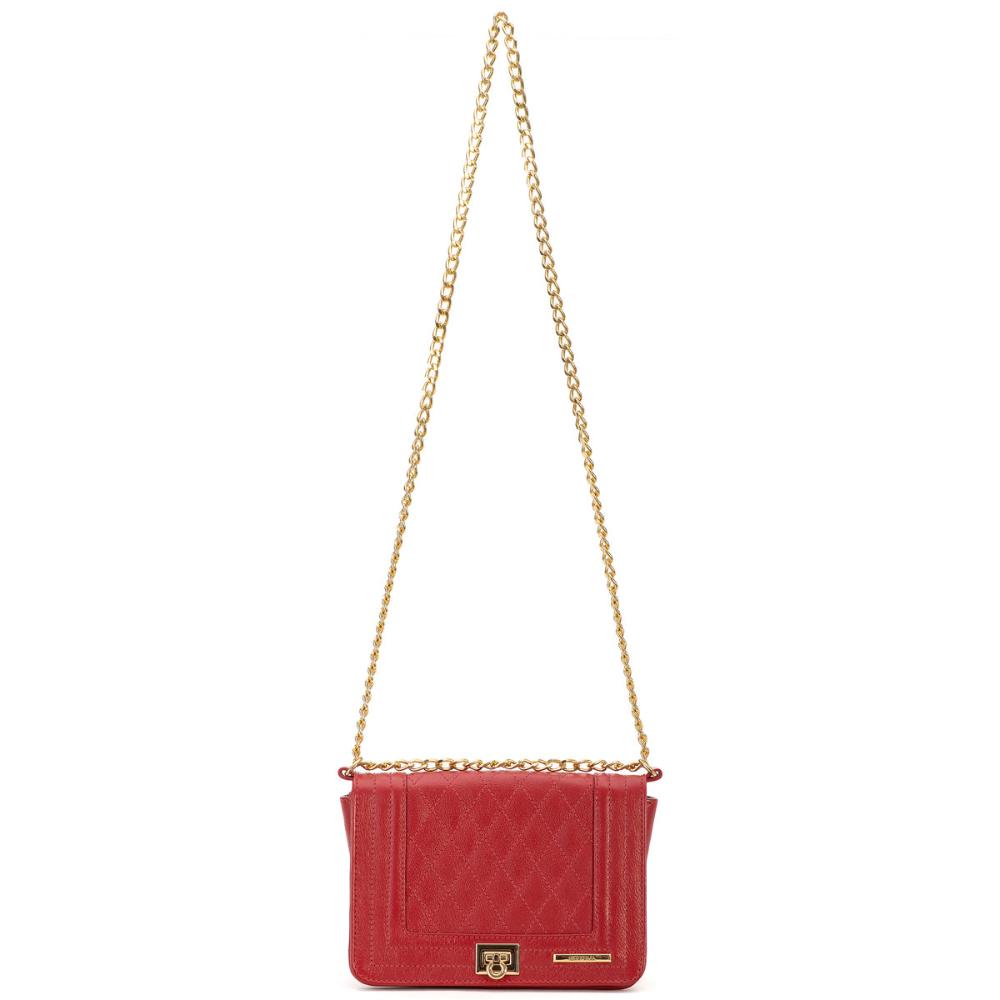 Bolsa Clutch Pequena Couro Vermelho Lua