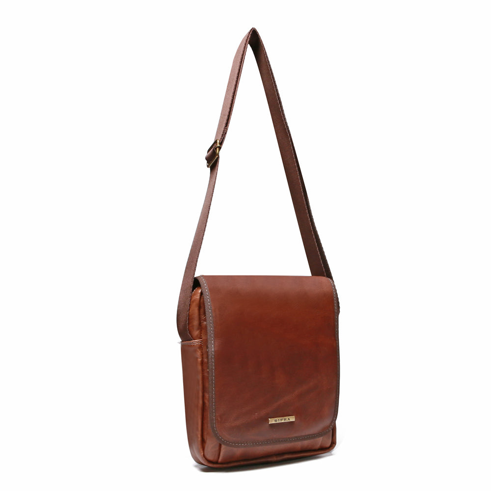 Bolsa Crossbody Masculina Couro Marrom Noah