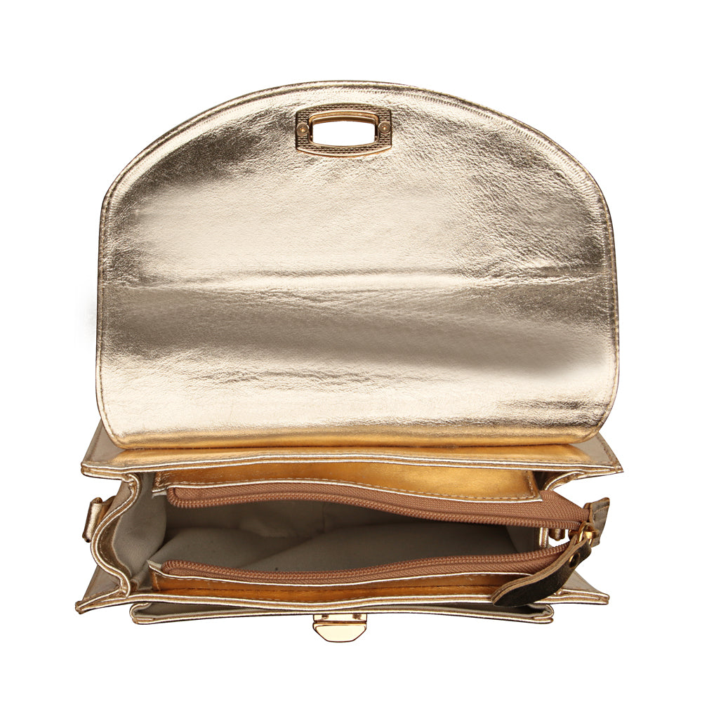 Bolsa Estruturada Mão Couro Ouro Velho Nice