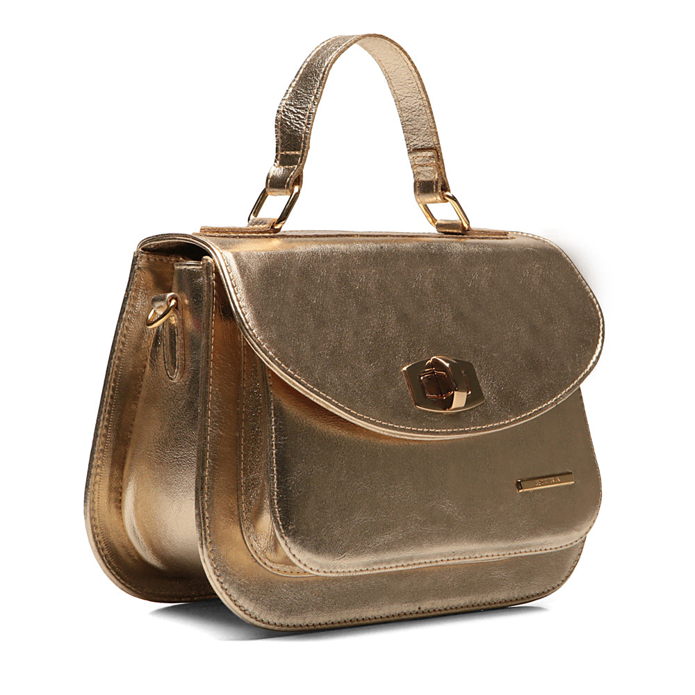 Bolsa Estruturada Mão Couro Ouro Velho Nice