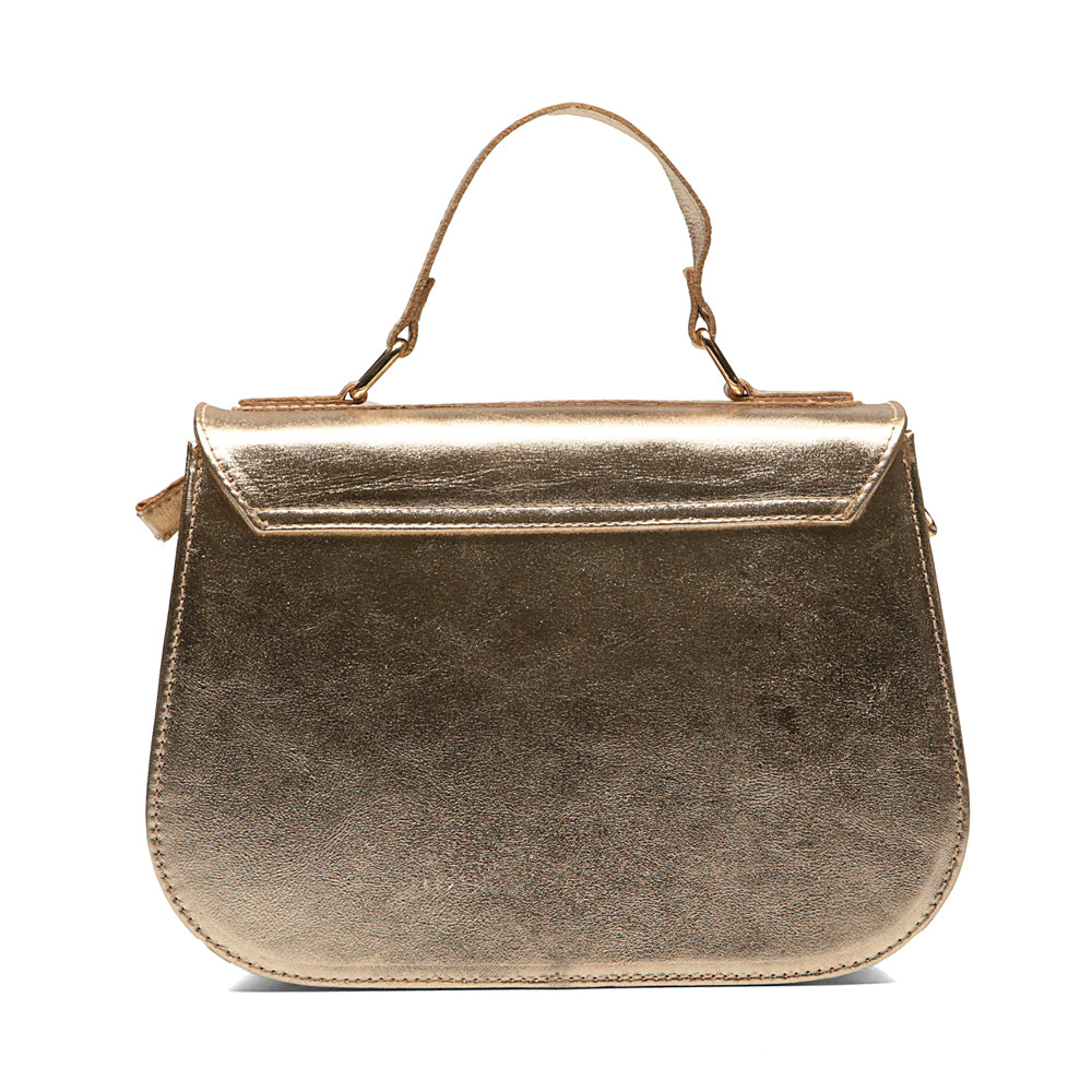 Bolsa Estruturada Mão Couro Ouro Velho Nice
