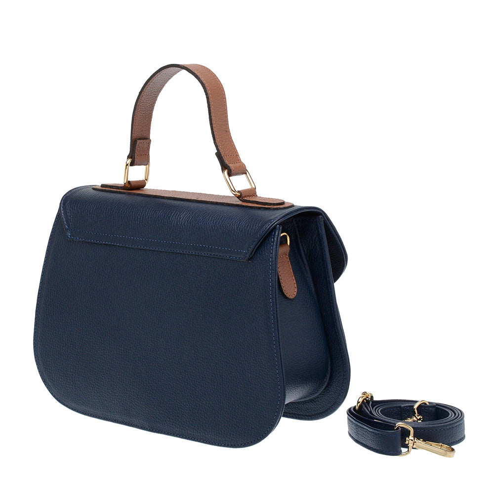 Bolsa Estruturada Mão Couro Azul Nice