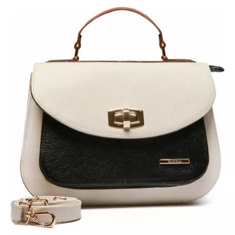 Bolsa Estruturada Mão Couro Off White Nice