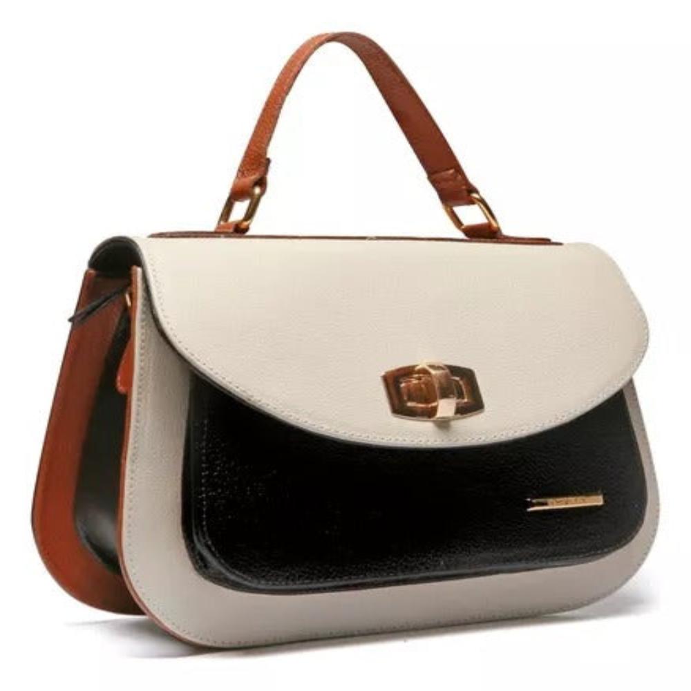 Bolsa Estruturada Mão Couro Off White Nice