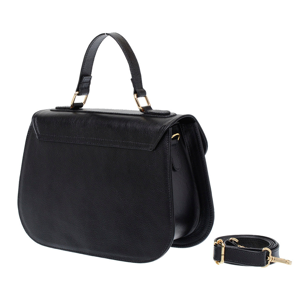 Bolsa Estruturada Mão Couro Preta Nice