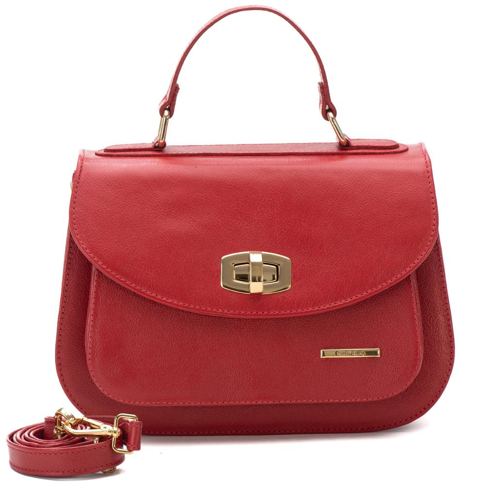 Bolsa Estruturada Mão Couro Vermelho Nice