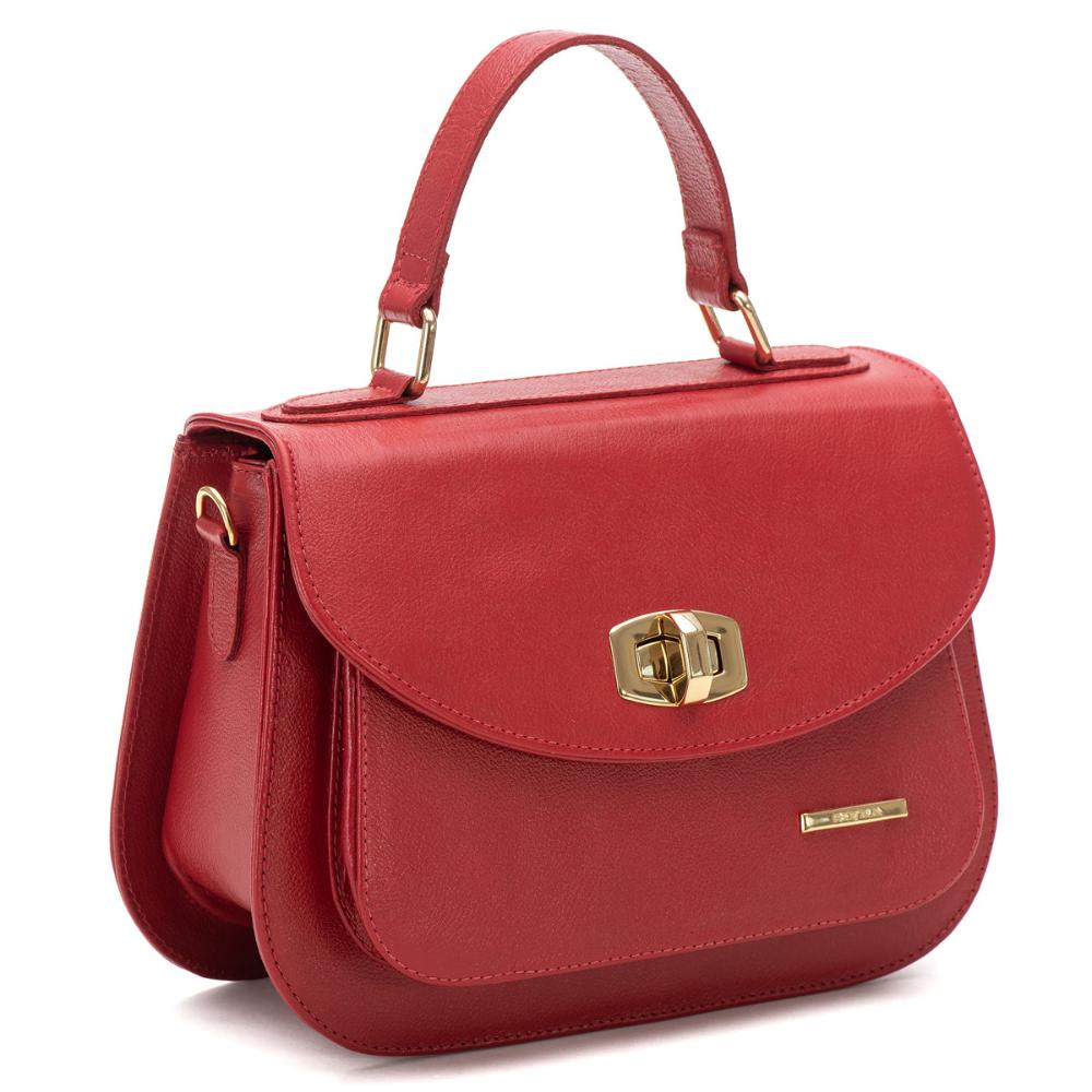 Bolsa Estruturada Mão Couro Vermelho Nice