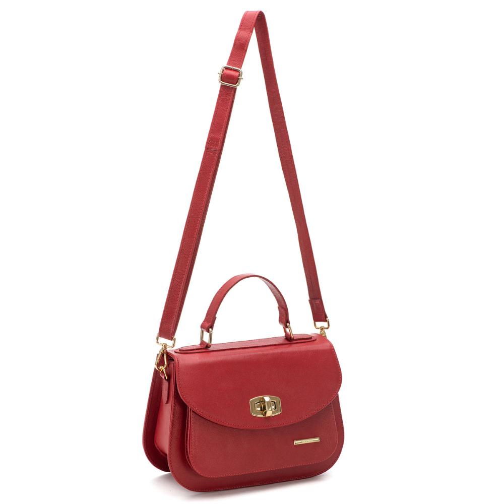 Bolsa Estruturada Mão Couro Vermelho Nice