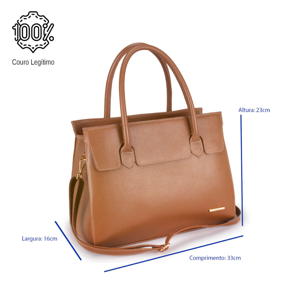 Bolsa Estruturada de Ombro Couro Caramelo Flavia