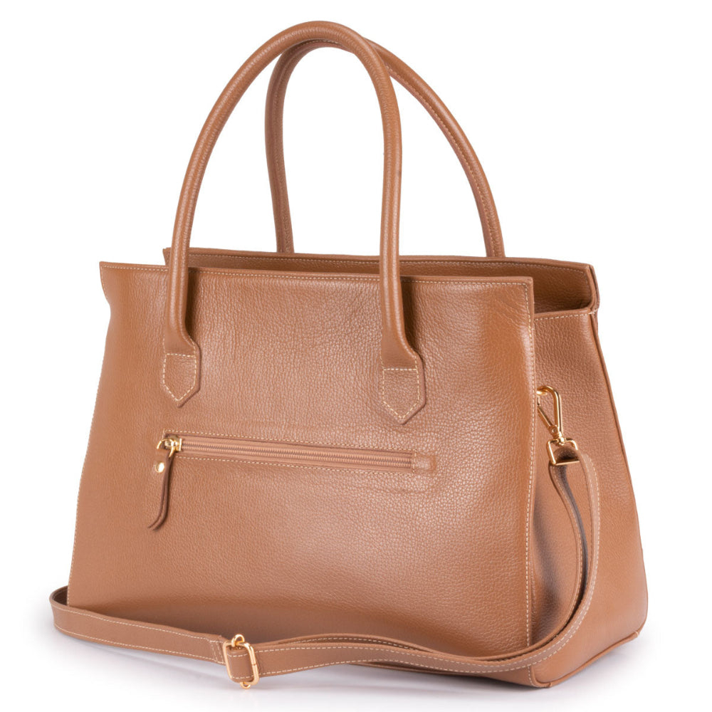 Bolsa Estruturada de Ombro Couro Caramelo Flavia