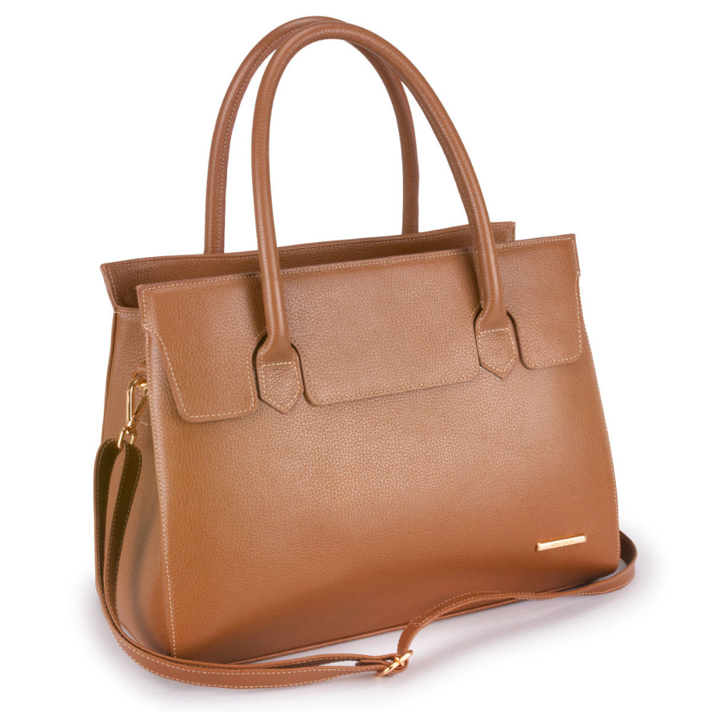 Bolsa Estruturada de Ombro Couro Caramelo Flavia