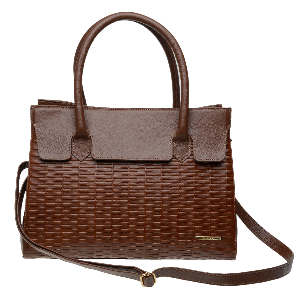 Bolsa Estruturada de Ombro Couro Marrom Flavia