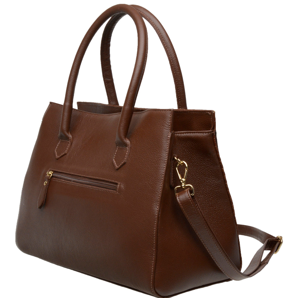 Bolsa Estruturada de Ombro Couro Marrom Flavia