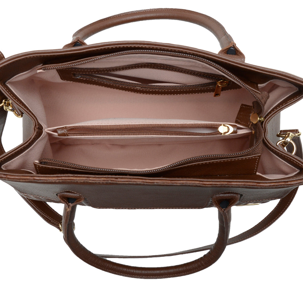 Bolsa Estruturada de Ombro Couro Marrom Flavia
