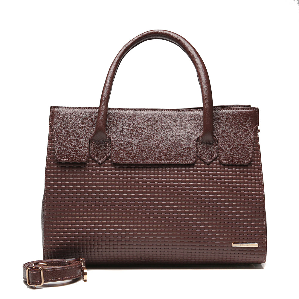 Bolsa Estruturada de Ombro Couro Marrom Flavia