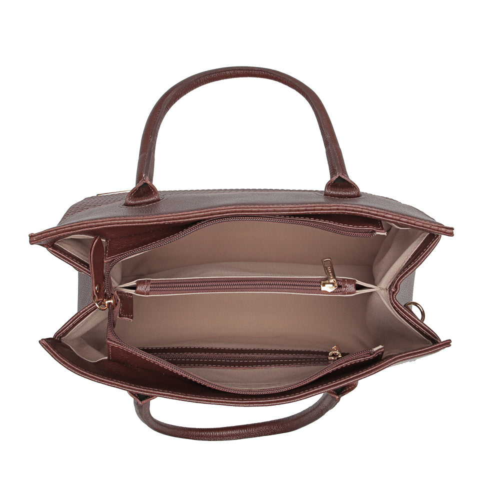 Bolsa Estruturada de Ombro Couro Marrom Flavia