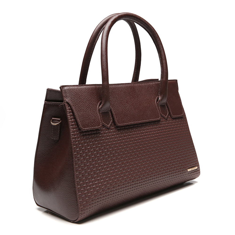 Bolsa Estruturada de Ombro Couro Marrom Flavia