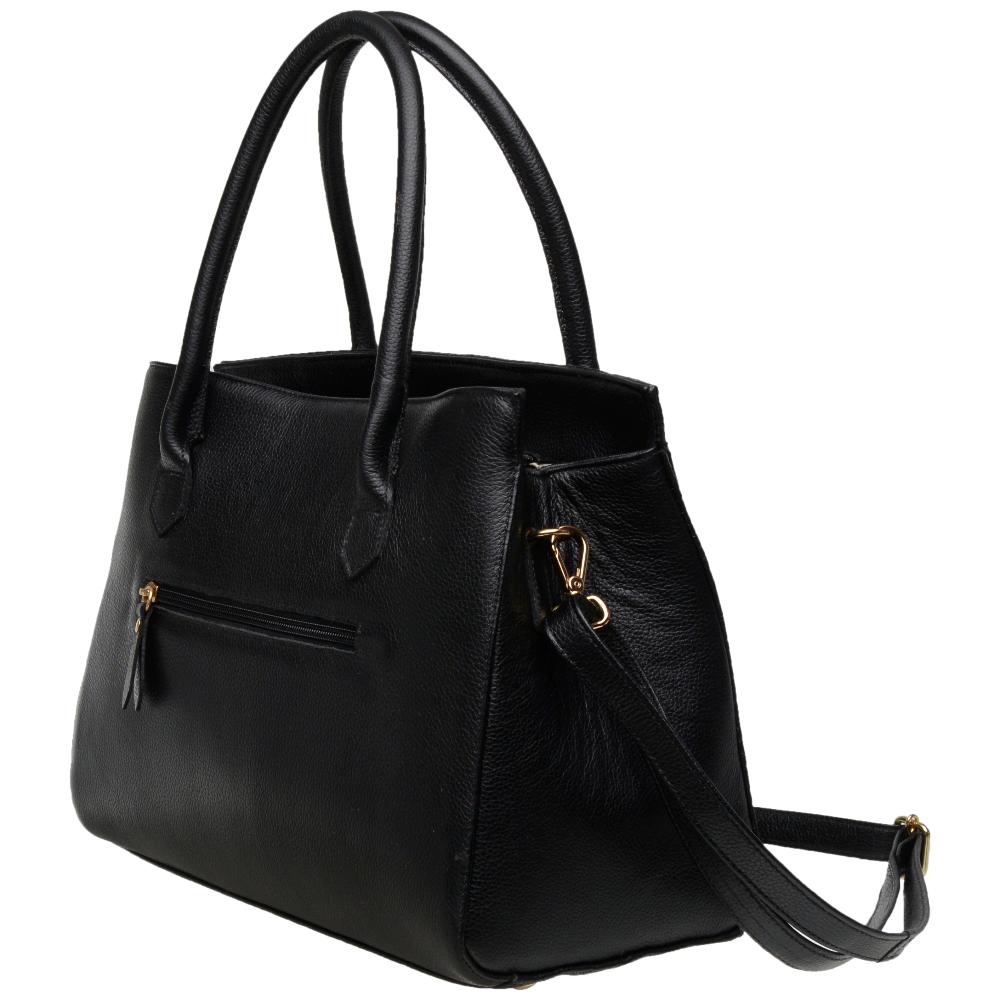 Bolsa Estruturada de Ombro Couro Preto Flavia