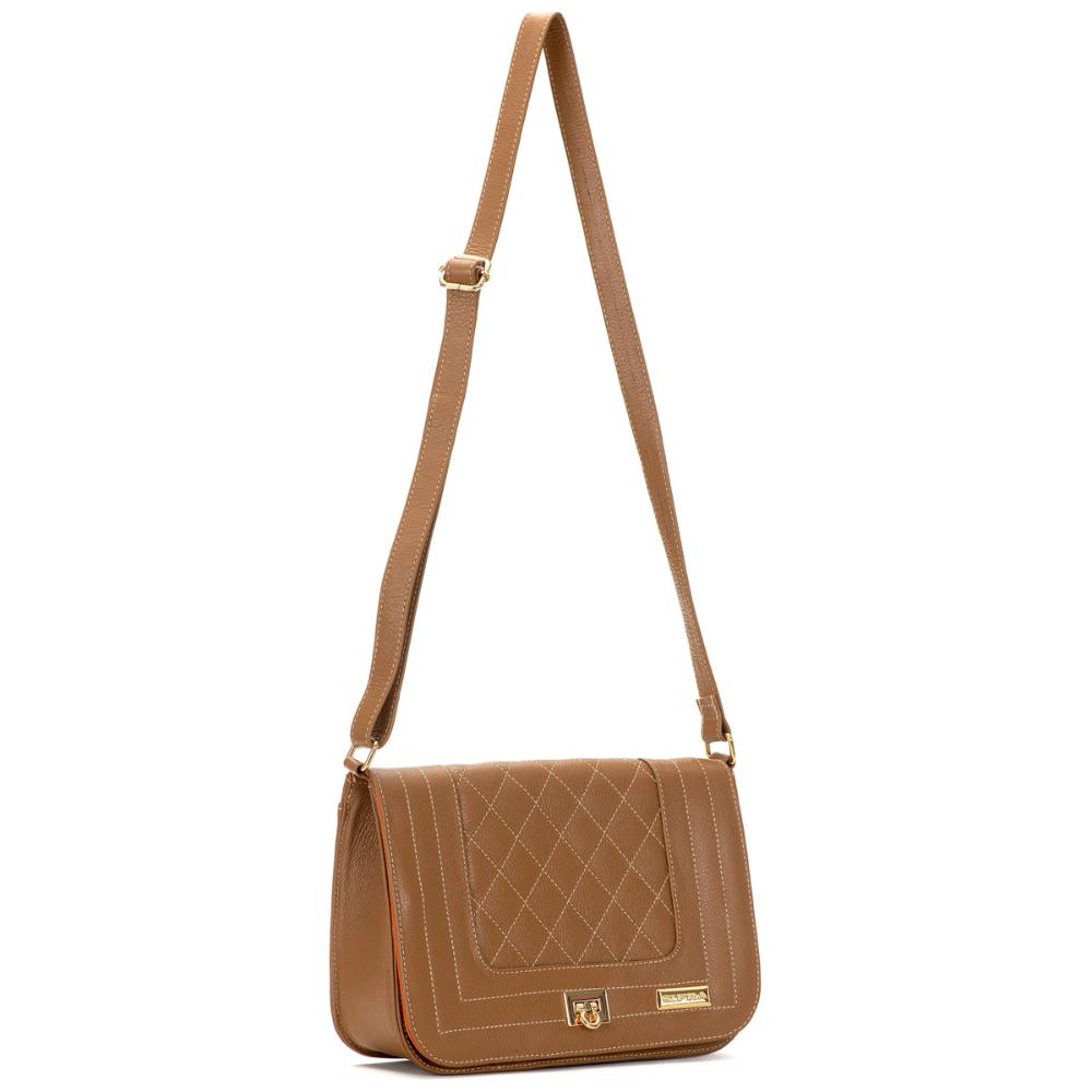 Bolsa Feminina Clutch Pequena Couro Caramelo Alice