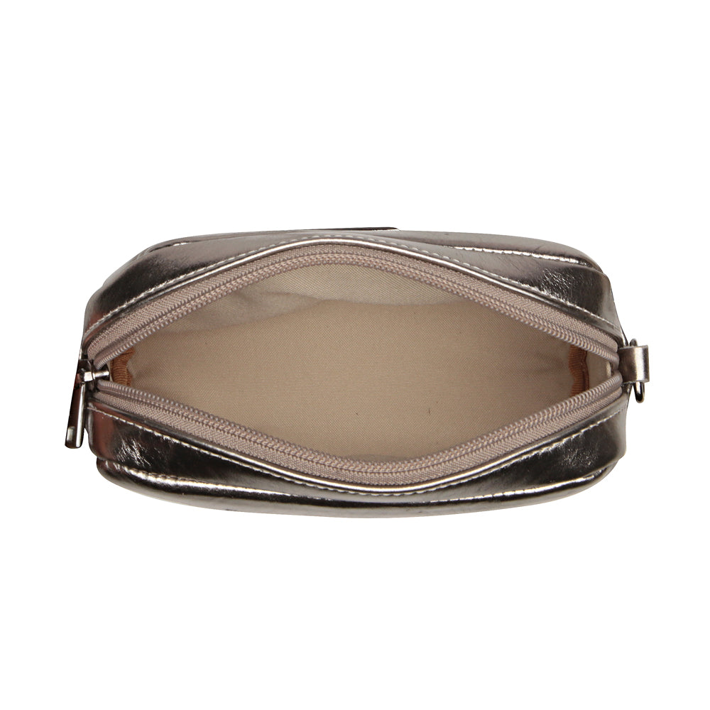 Bolsa Feminina Clutch Pequena Couro Inox Nic