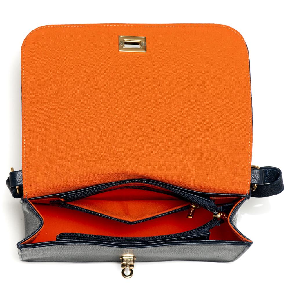Bolsa Feminina Clutch Pequena Couro Marinho Alice