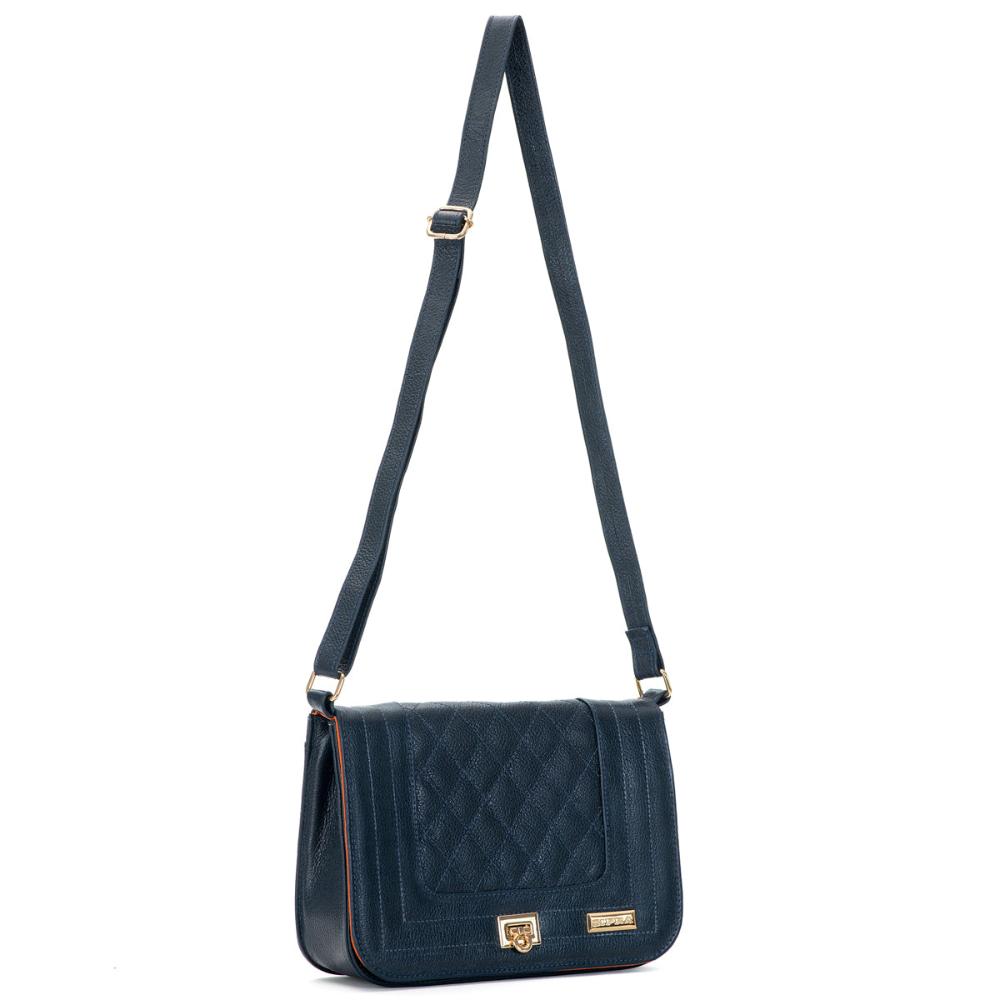 Bolsa Feminina Clutch Pequena Couro Marinho Alice