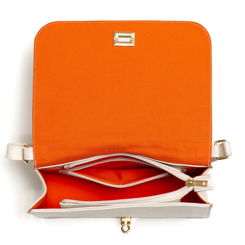 Bolsa Feminina Clutch Pequena Couro Off White Alice